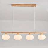 4-Light Pumpkin Wooden Modern Island Pendant Light Image - 9