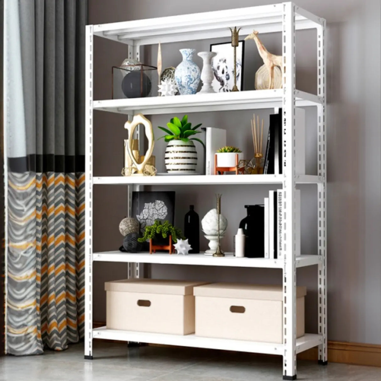 5-Layer Steel Freestanding Heavy-Duty White Garage Cabinets Image - 5