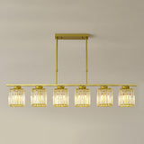 5-Light Crystal Cylinder Pendant Light Kitchen Island Image - 18