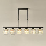 5-Light Crystal Cylinder Pendant Light Kitchen Island Image - 8
