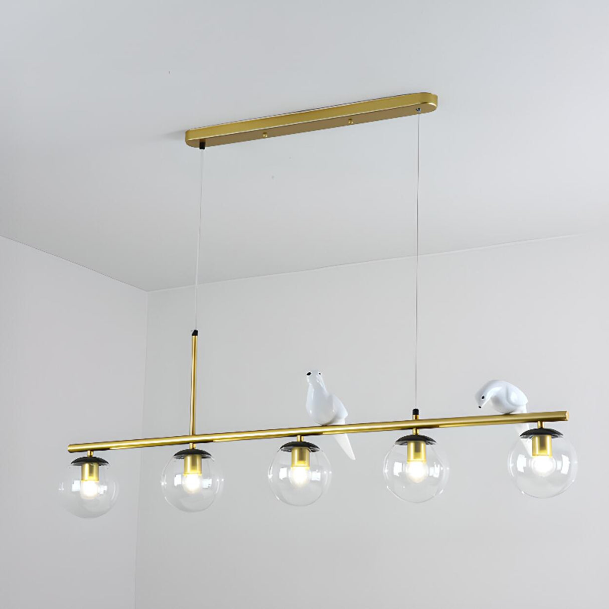 5-Light Globe Decorative Birds Kitchen Pendant Light Image - 4