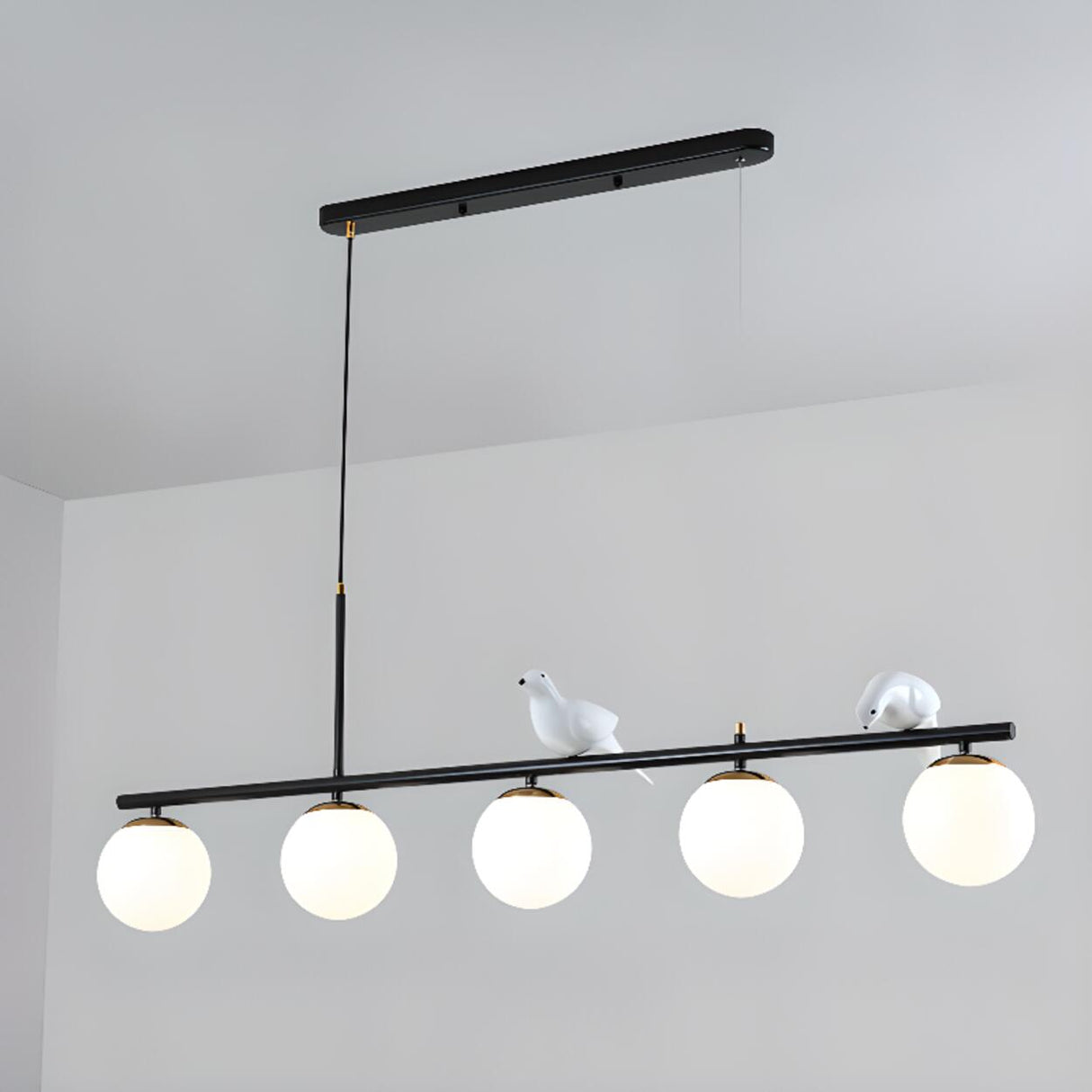 5-Light Globe Decorative Birds Kitchen Pendant Light Image - 5