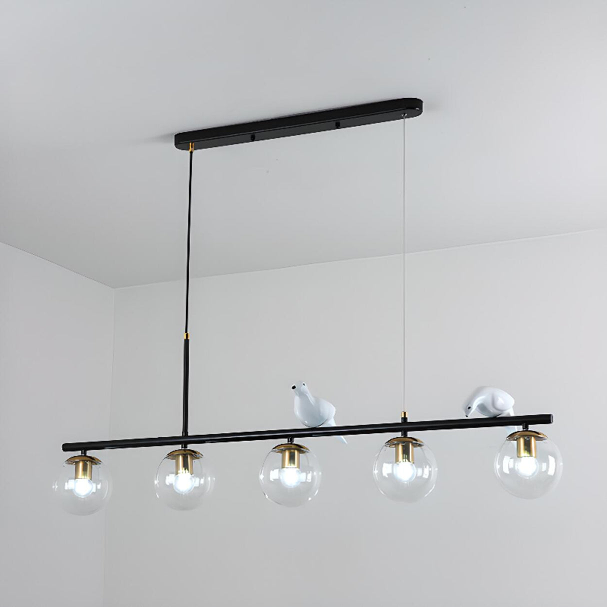 5-Light Globe Decorative Birds Kitchen Pendant Light Image - 7