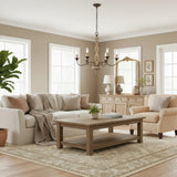 5-Light Natural Wood Candle Chandelier with Metal Arms Image - 3