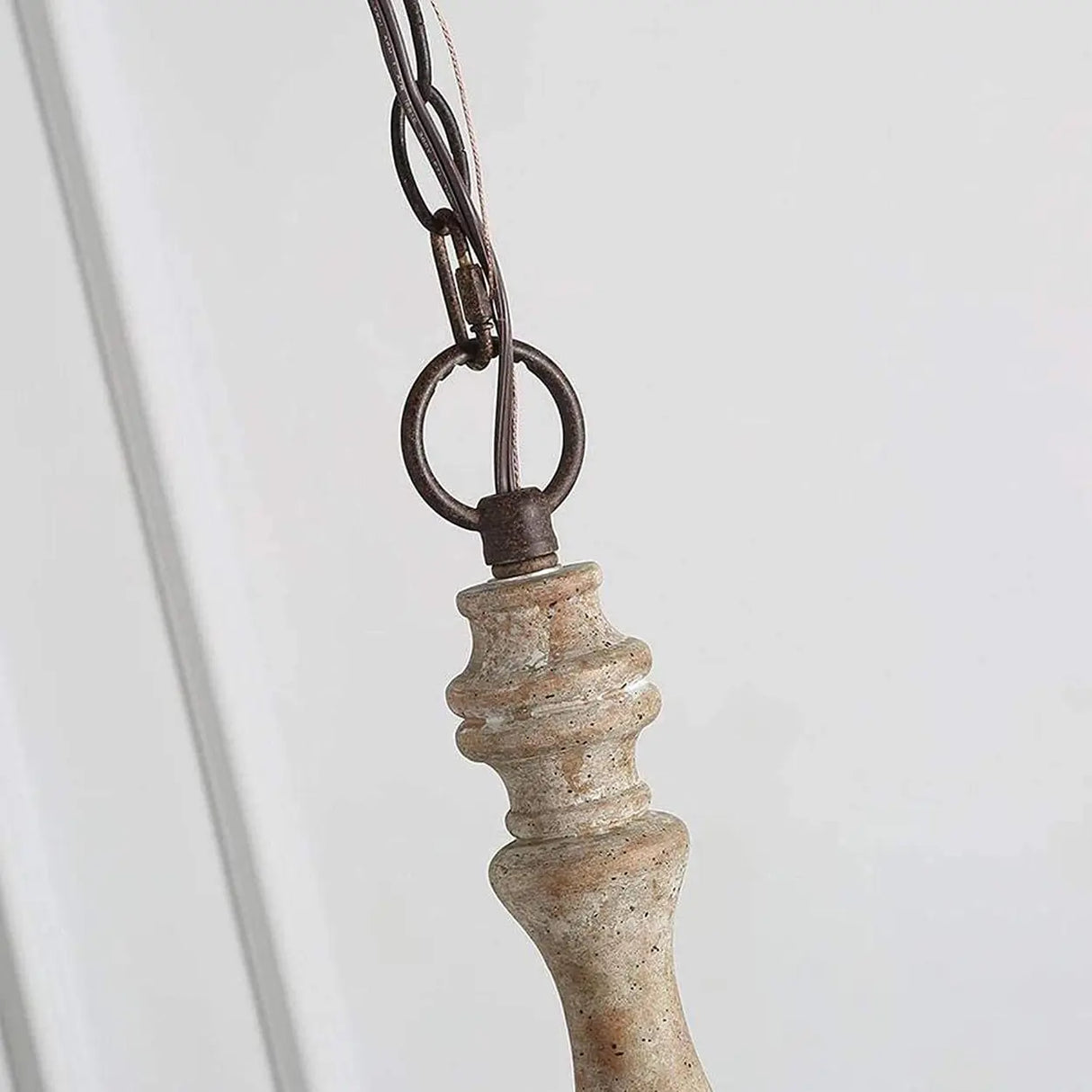 5-Light Natural Wood Candle Chandelier with Metal Arms Image - 6