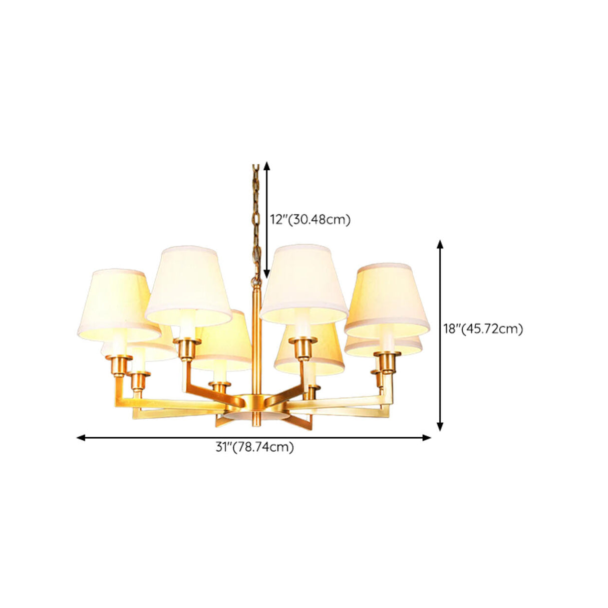 5-Light Tiered Classic Brass Chain Chandelier  Image - 15