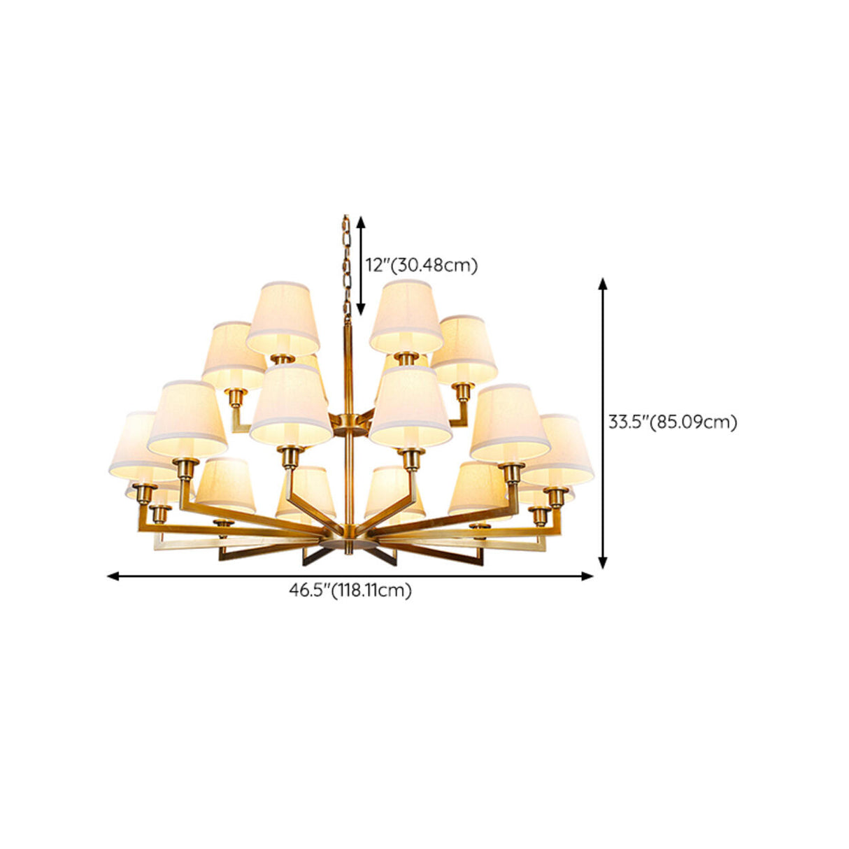 5-Light Tiered Classic Brass Chain Chandelier  Image - 16