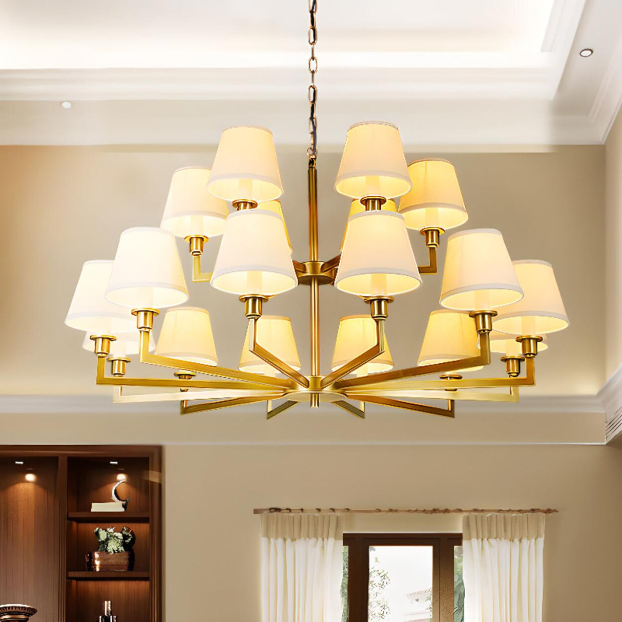 5-Light Tiered Classic Brass Chain Chandelier  Image - 4