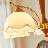 5 Light Vintage Glass White Flower Chandelier Image - 6