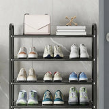 5-Tier Adjustable Shelves Metal Floor Black Large Shoe Rack Image - 12