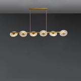 6-Light Textured Glass Round Gold Pendant Light Image - 3