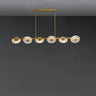 6-Light Textured Glass Round Gold Pendant Light Image - 3