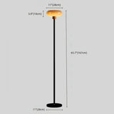 65-Inch Black Metal LED Floor Lamp with Amber Glass Shade Image - 10 #size