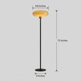 75-Inch Black Metal LED Floor Lamp with Amber Glass Shade #size