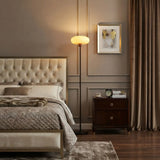 75-Inch Black Metal LED Floor Lamp with Amber Glass Shade Image - 4