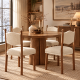 Striped Upholstered Wood Open Back Dining Side Chair
