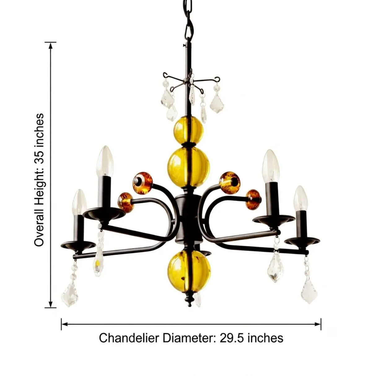 5/6/8-Light Black Glass Candle Chandelier with Crystal Drops Image - 11