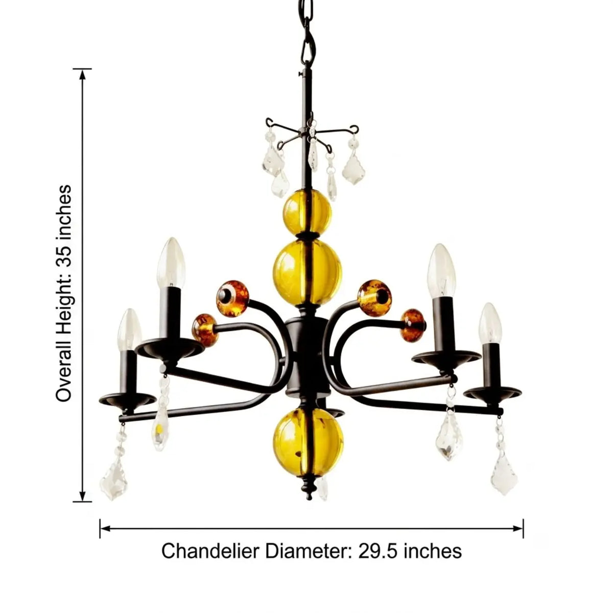 5/6/8-Light Black Glass Candle Chandelier with Crystal Drops Image - 12