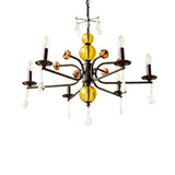 5/6/8-Light Black Glass Candle Chandelier with Crystal Drops Image - 7