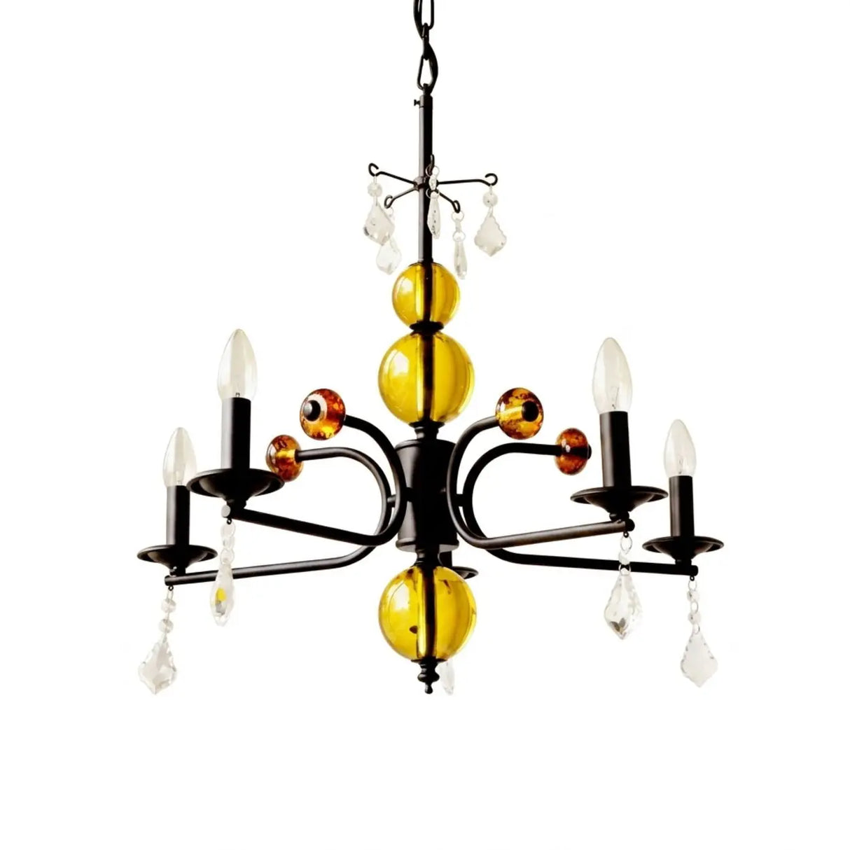5/6/8-Light Black Glass Candle Chandelier with Crystal Drops Image - 8