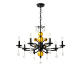 5/6/8-Light Black Glass Candle Chandelier with Crystal Drops Image - 9
