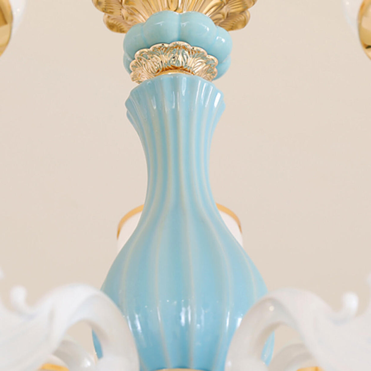 8-Light Elegant Vintage Blue Porcelain Chandelier Image - 10
