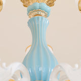 8-Light Elegant Vintage Blue Porcelain Chandelier Image - 10