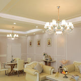 8-Light Elegant Vintage Blue Porcelain Chandelier Image - 14