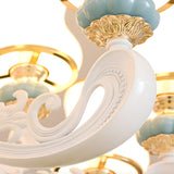 8-Light Elegant Vintage Blue Porcelain Chandelier Image - 4