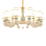 8-Light Elegant Vintage Blue Porcelain Chandelier Image - 5