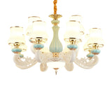 8-Light Elegant Vintage Blue Porcelain Chandelier Image - 6