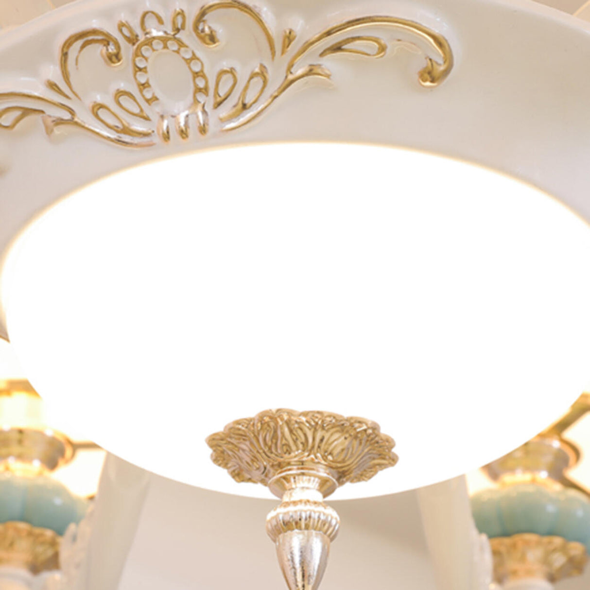 8-Light Elegant Vintage Blue Porcelain Chandelier Image - 9