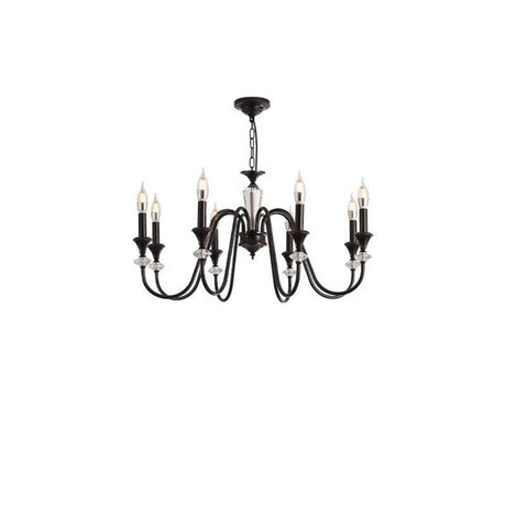 8-Light Modern Adjustable Black Candle Chandelier Image - 2