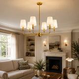 4/6/8-Light Modern Brass Chandelier with Fabric Shades Image - 1