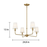 4/6/8-Light Modern Brass Chandelier with Fabric Shades #size