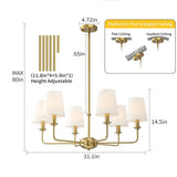4/6/8-Light Modern Brass Chandelier with Fabric Shades Image - 12