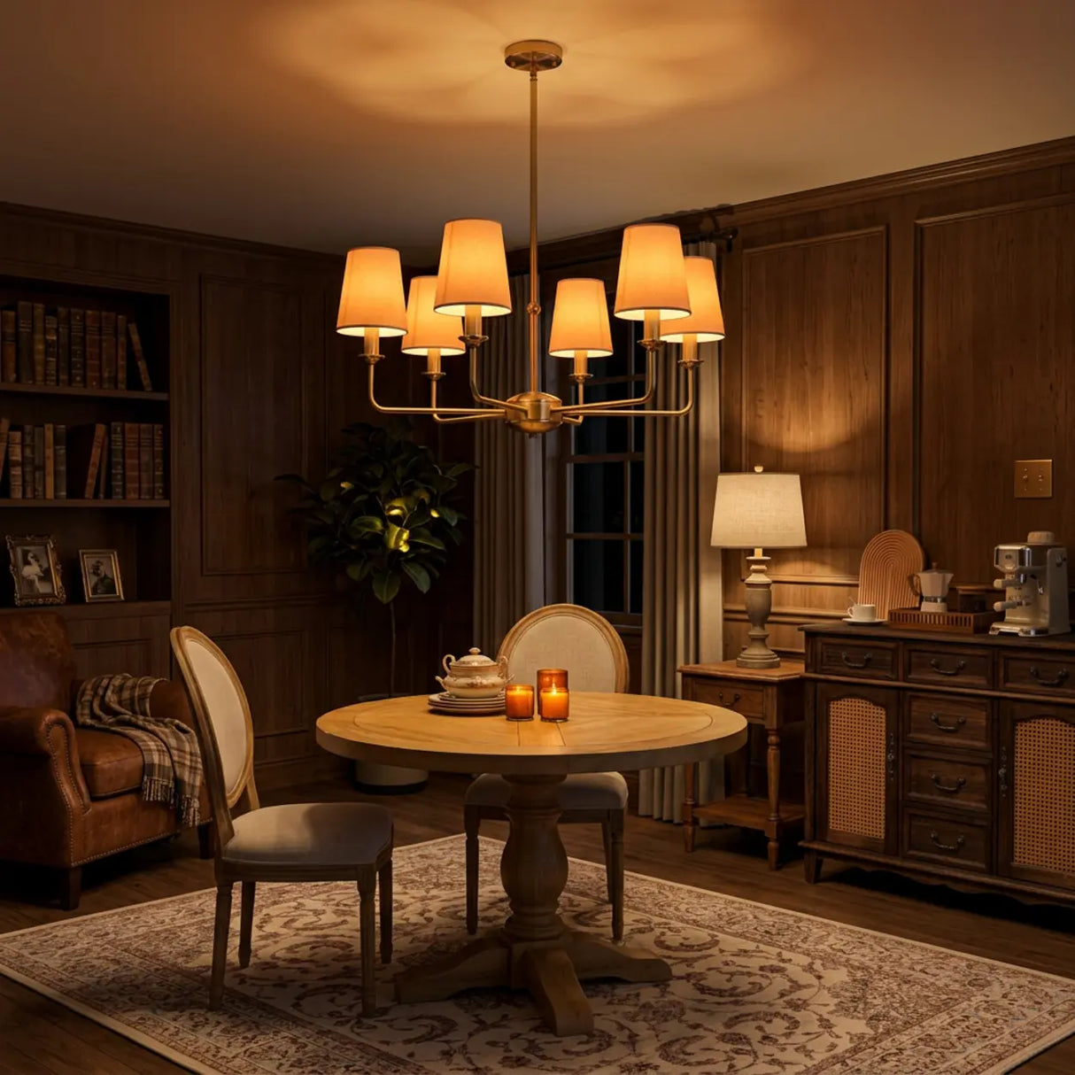 4/6/8-Light Modern Brass Chandelier with Fabric Shades Image - 6