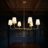 4/6/8-Light Modern Brass Chandelier with Fabric Shades Image - 8