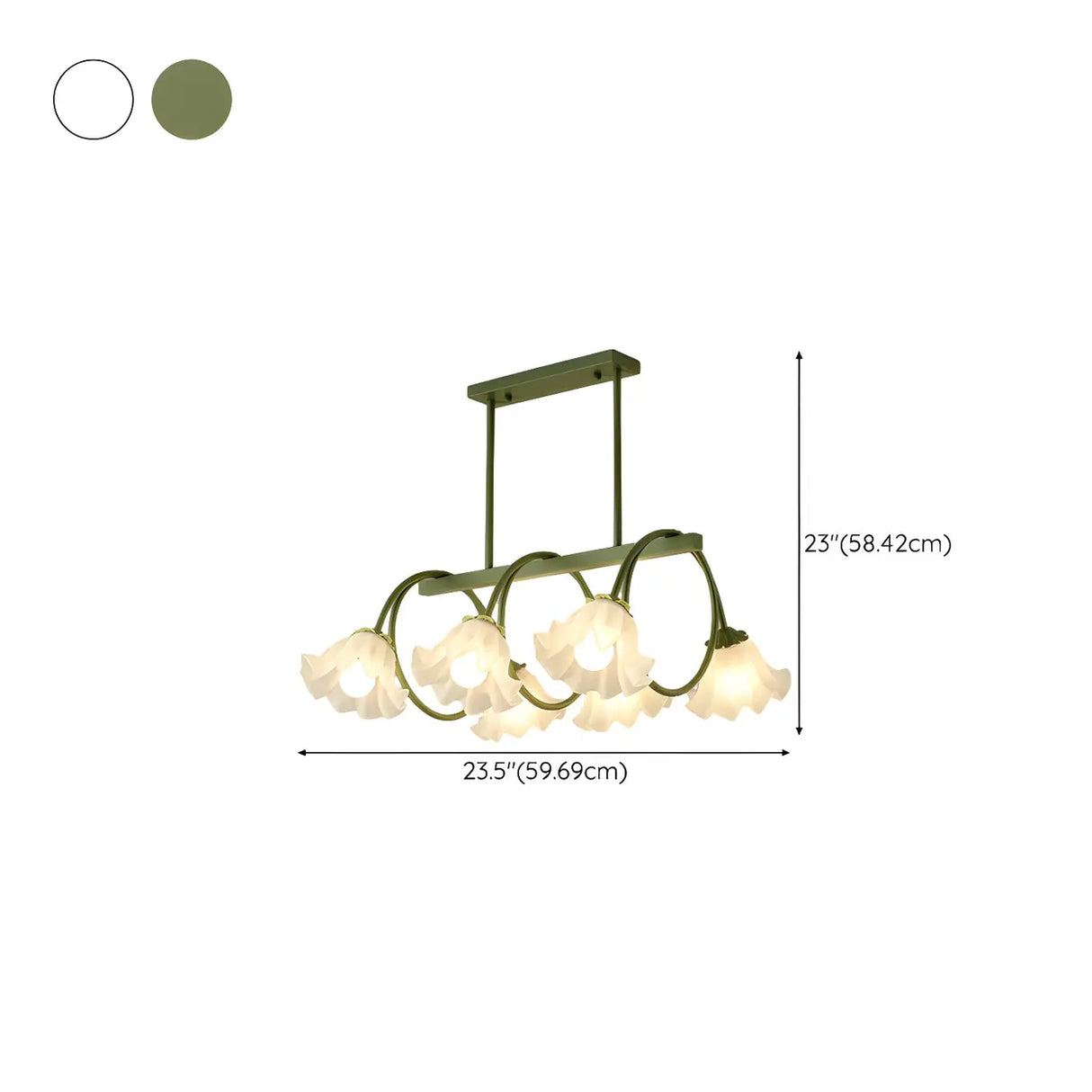 8-Light Modern Green Floral Island Chandelier Light 