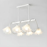 8-Light Modern Green Floral Island Chandelier Light Image - 9