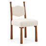Striped Upholstered Wood Open Back Dining Side Chair