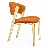 Curved Back Faux Leather Metal Dining Chair