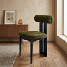 Rustic Upholstered Open Back Dining Chair with Wooden Frame