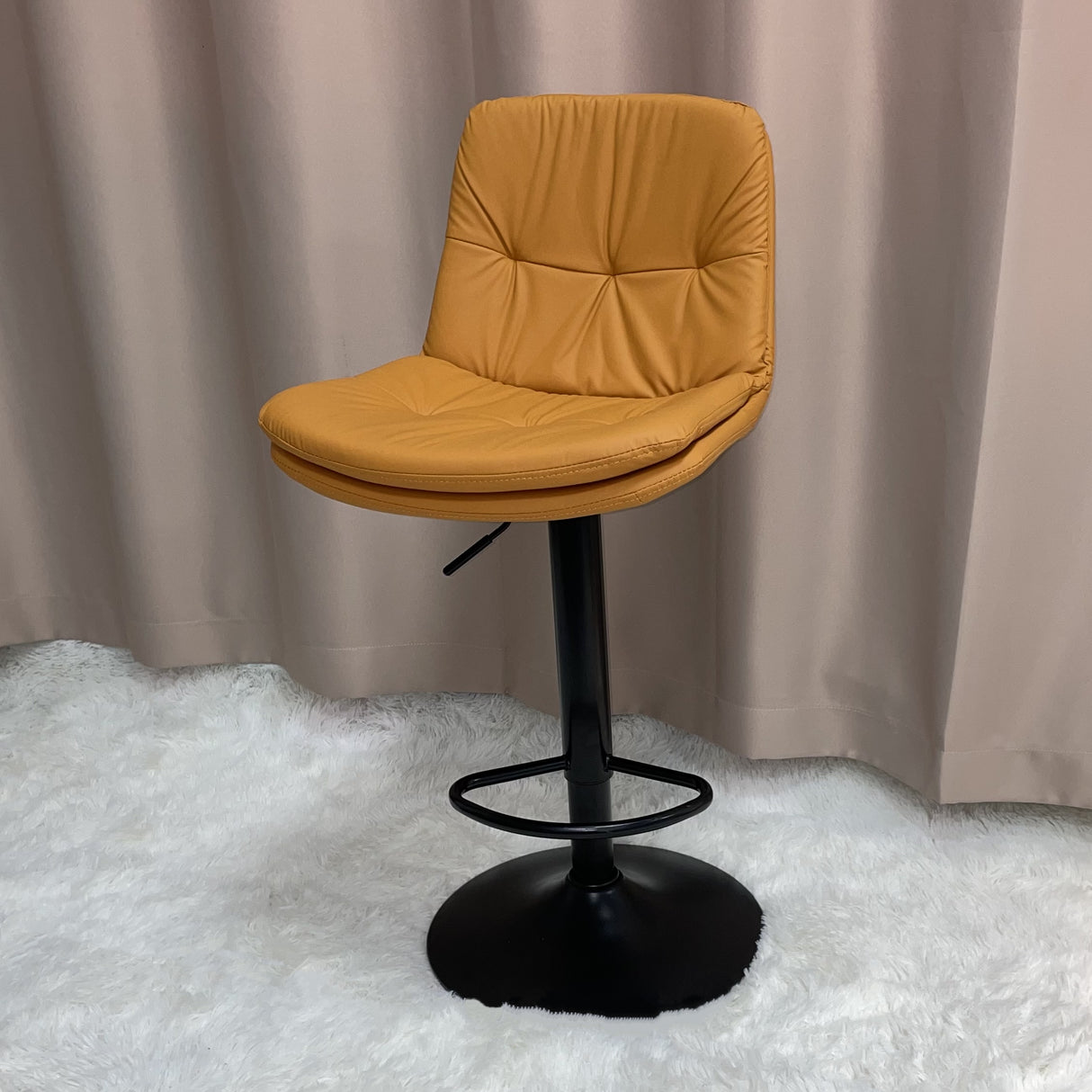 Adjustable Leather Backrest Armless Swivel Bar Stool Image - 73