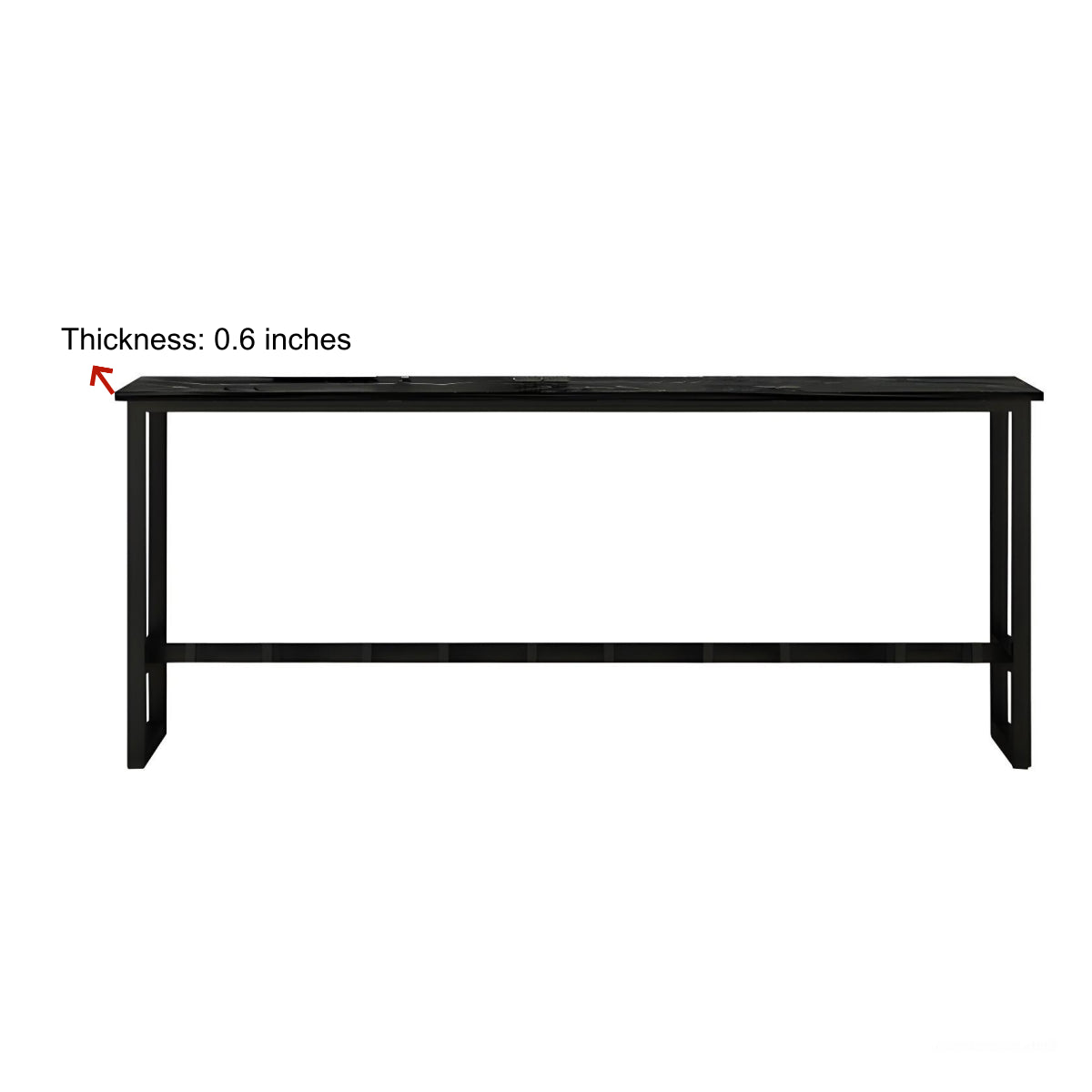 Black Rectangle Wooden Dining Bar Table With Footrest Image - 5