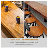 Brown Rectangular Pine Industrial Bar Table With Footrest Image - 24