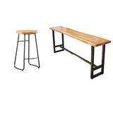 Industrial Brown Long Rectangular Wood Iron Bar Table Set Image - 6