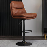 Casual Saddle Orange Leather Swivel Bar Stools with Back Image - 29