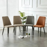 Channel Back Microfiber Leather Dining Chairs Set of 2 or 4 Image - 33