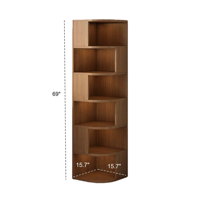 Classic Rubberwood L-Shape Corner Tall Bookcase Brown Image - 26